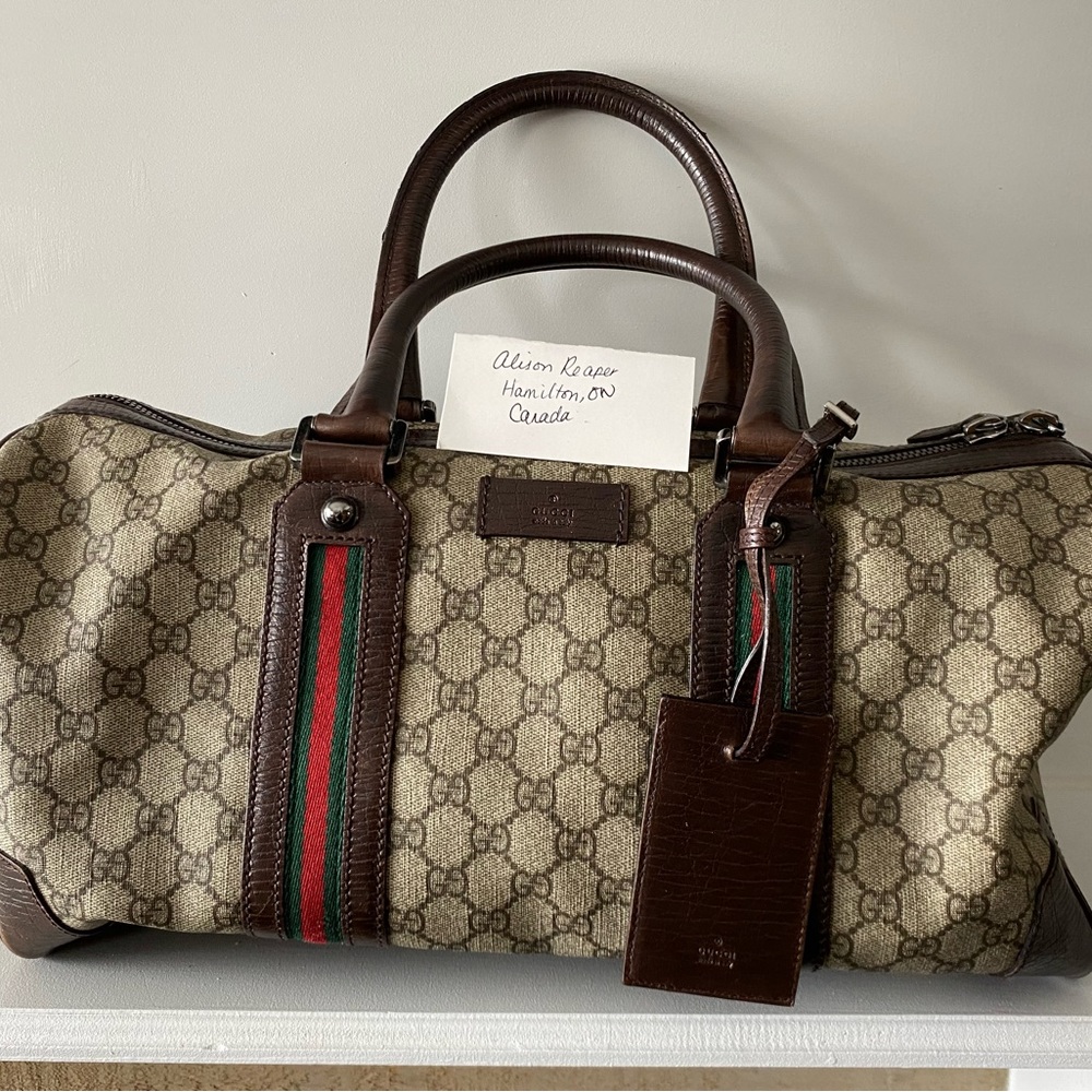 Gucci Sherryline Supreme Large Web Carry On Duffle